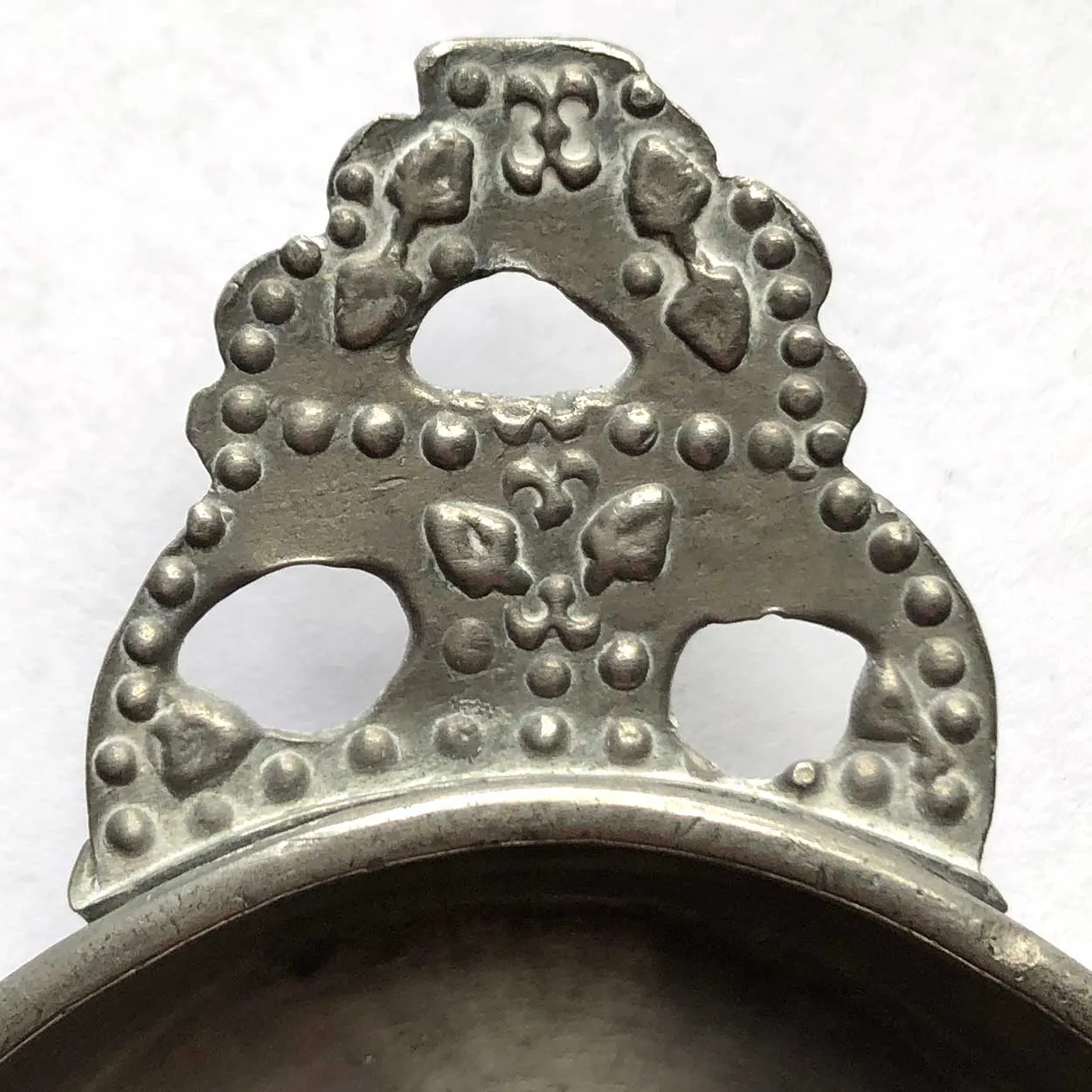 Small American Isaac C. Lewis Beaded Pewter Toy or Wine Taster Porringer