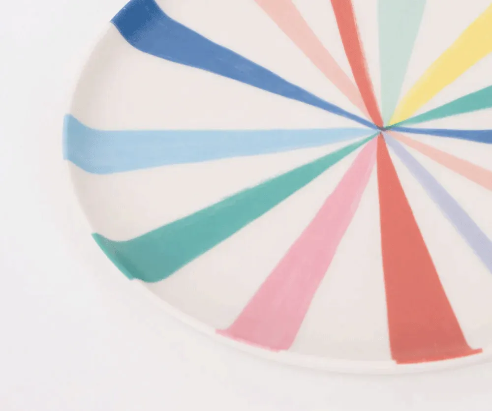 Small Bright Stripe Reusable Bamboo Plates (SET OF 6)