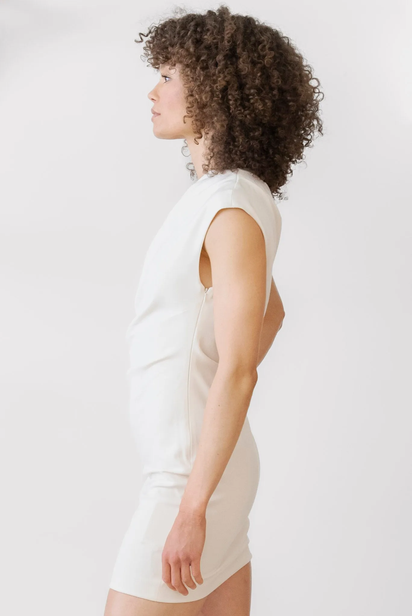 Sophie Rue One Shoulder Dress Creme