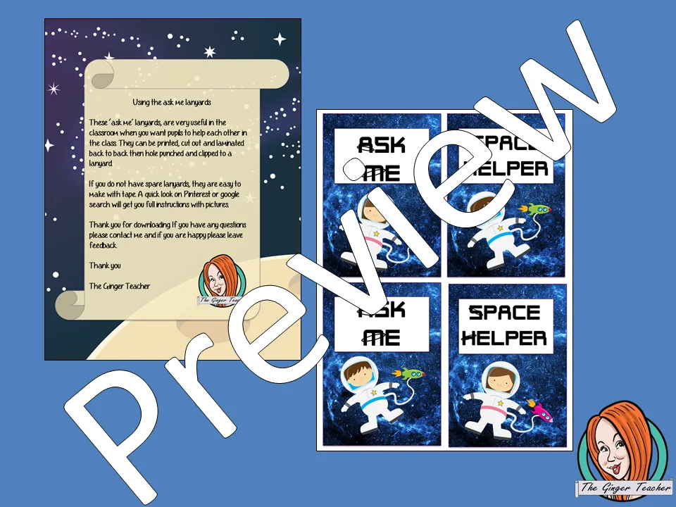 Space Classroom Themed ‘Ask Me’ Lanyards
