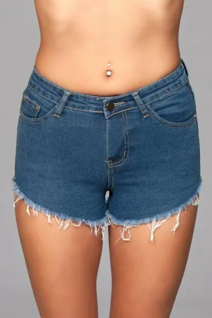 SS-Zip Back Denim Shorts
