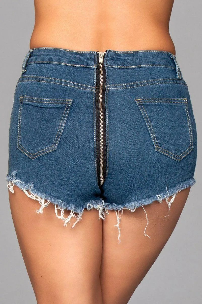 SS-Zip Back Denim Shorts