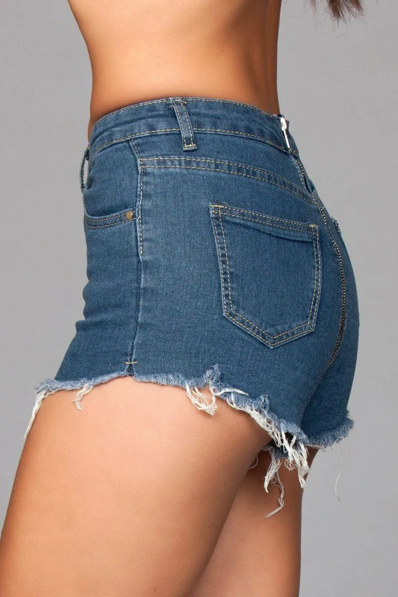 SS-Zip Back Denim Shorts