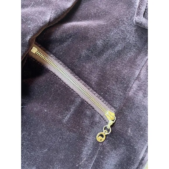 St. John Sport By Marie Gray Velvet Zip-Up Jacket With Gold Zippers &amp; Pockets -