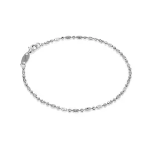 Sterling Silver beaded Hamsa design Bracelet 7.25Inch with Rhodium Plated Finish