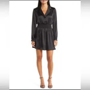 STEVE MADDEN Long sleeve satin mini dress NWT Black Sz Xs