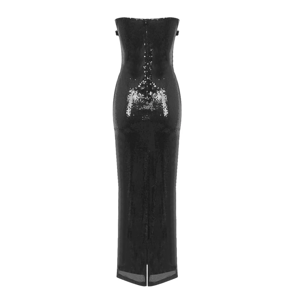 Strapless Sleeveless Bead Piece Maxi Bodycon Dress BD2425