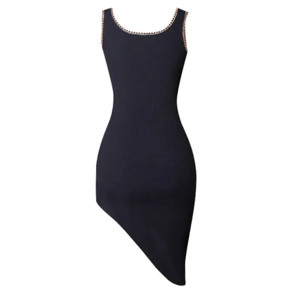 Strappy Sleeveless Chain Midi Bandage Dress