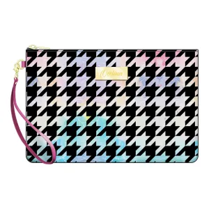 Stylish And Versatile Zip Pouch Wristlet Features A Houndstooth Design