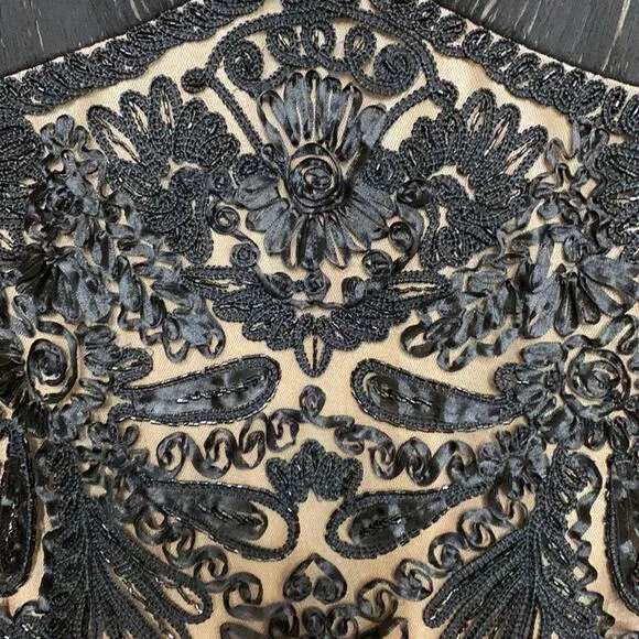Sue Wong lace illusion beaded black mini dress Size Small