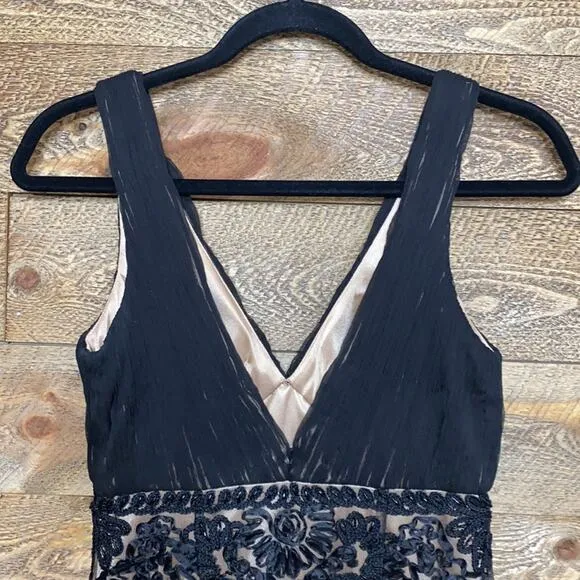 Sue Wong lace illusion beaded black mini dress Size Small