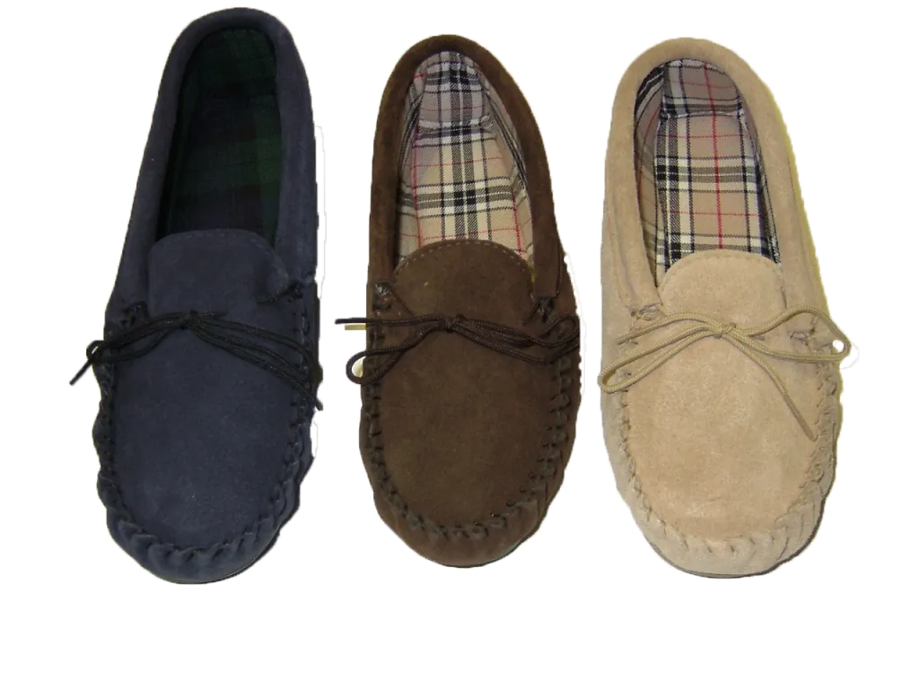 Suede Tartan lined Moccasin with Hard Sole | Scott