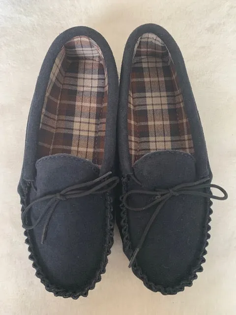 Suede Tartan lined Moccasin with Hard Sole | Scott