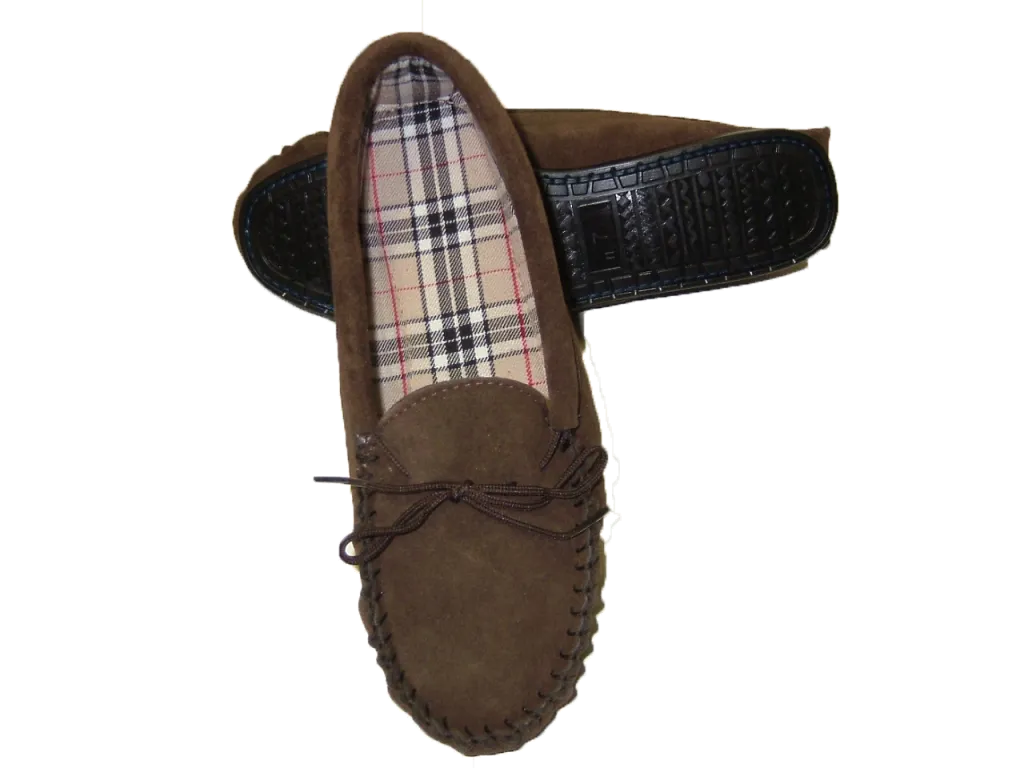 Suede Tartan lined Moccasin with Hard Sole | Scott