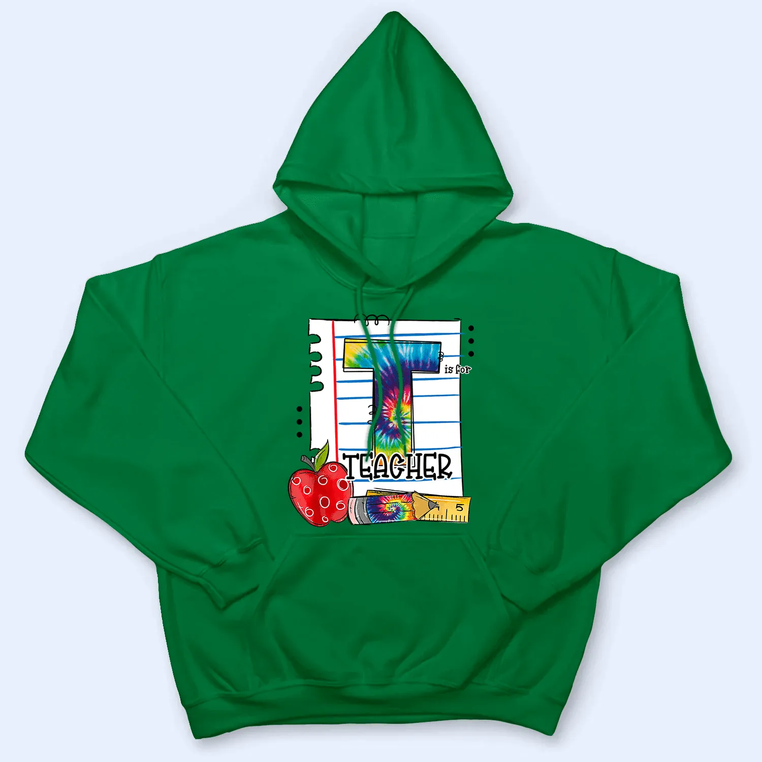 T Is For Teacher Tie Dye - Personalized Custom T Shirt - Back To School/First Day Of School, Birthday, Loving, Funny Gift for Teacher, Kindergarten, Preschool, Pre K, Paraprofessional