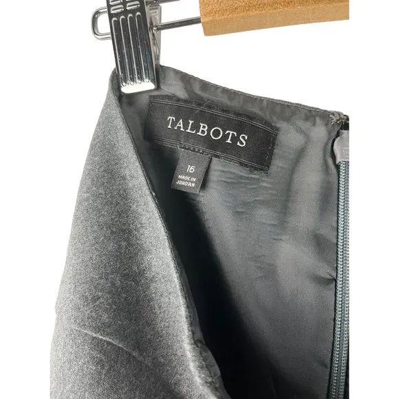 Talbot’s Wool Grey A-Line Knee Length Skirt, Women’s Size 16