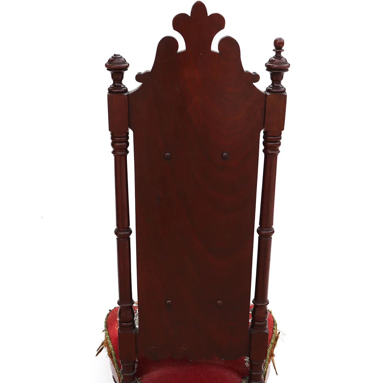 Tall English Walnut Crewelwork Upholstered Parlor Slipper Chair