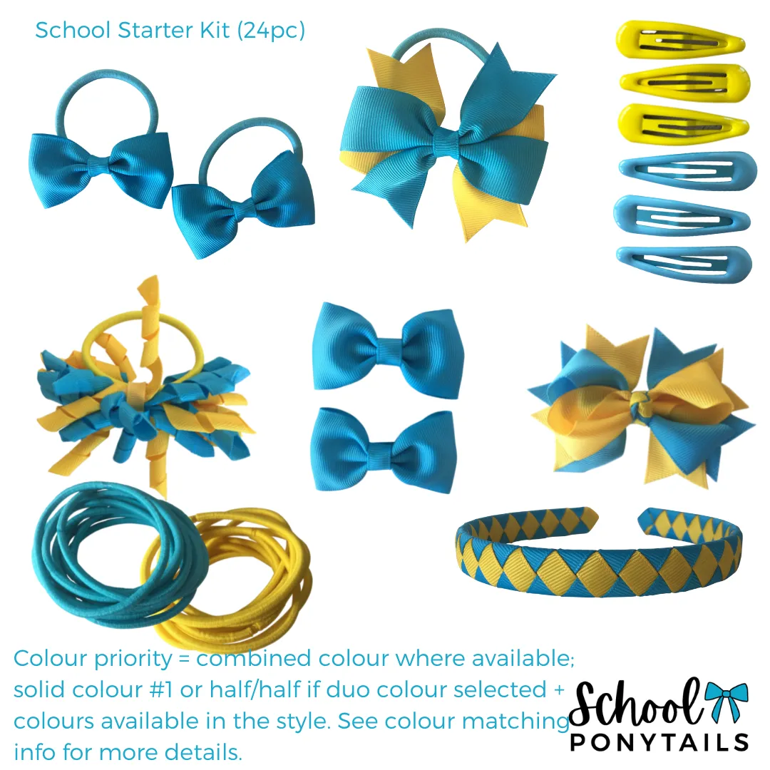 Teal & Navy & White Hair Accessories