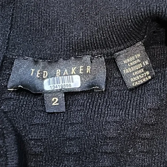 Ted Baker London Sharnn Stitch Detail Dress size 6 Black Skater Stretch