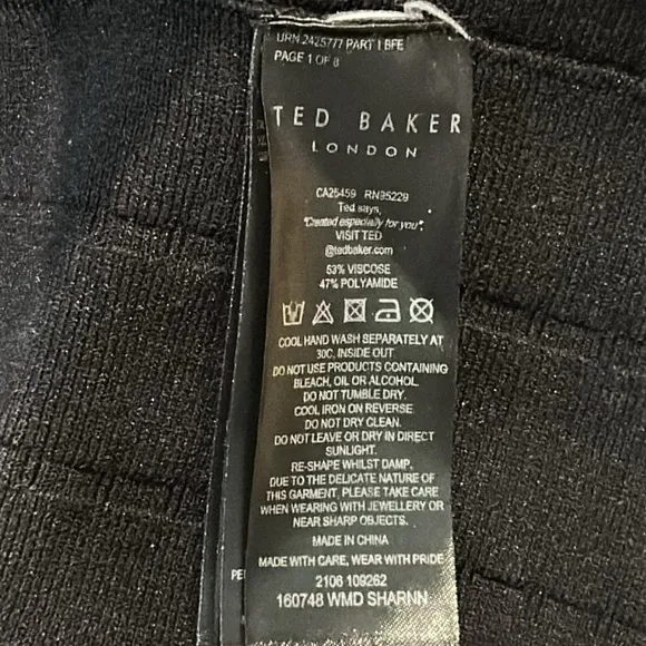 Ted Baker London Sharnn Stitch Detail Dress size 6 Black Skater Stretch