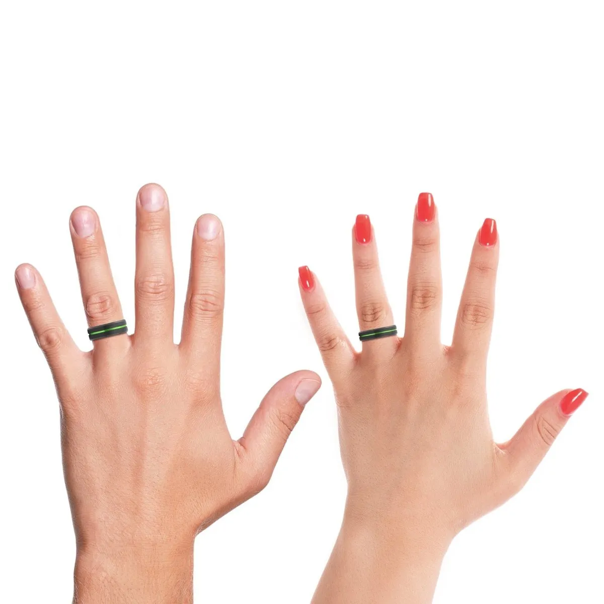 TESLA | Green Ring, Black Tungsten, Green Groove, Beveled Edges