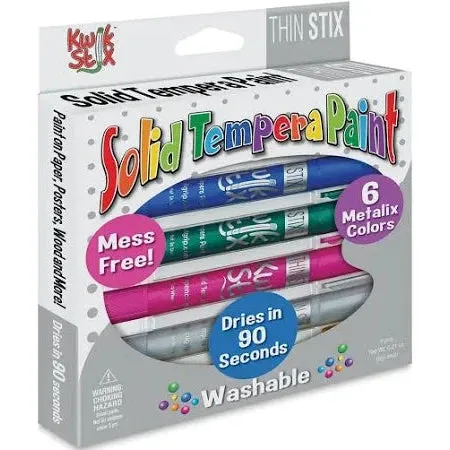 The Pencil Grip Kwik Stix Solid Tempera Paint Thin Stix Metallic  - Set of 6