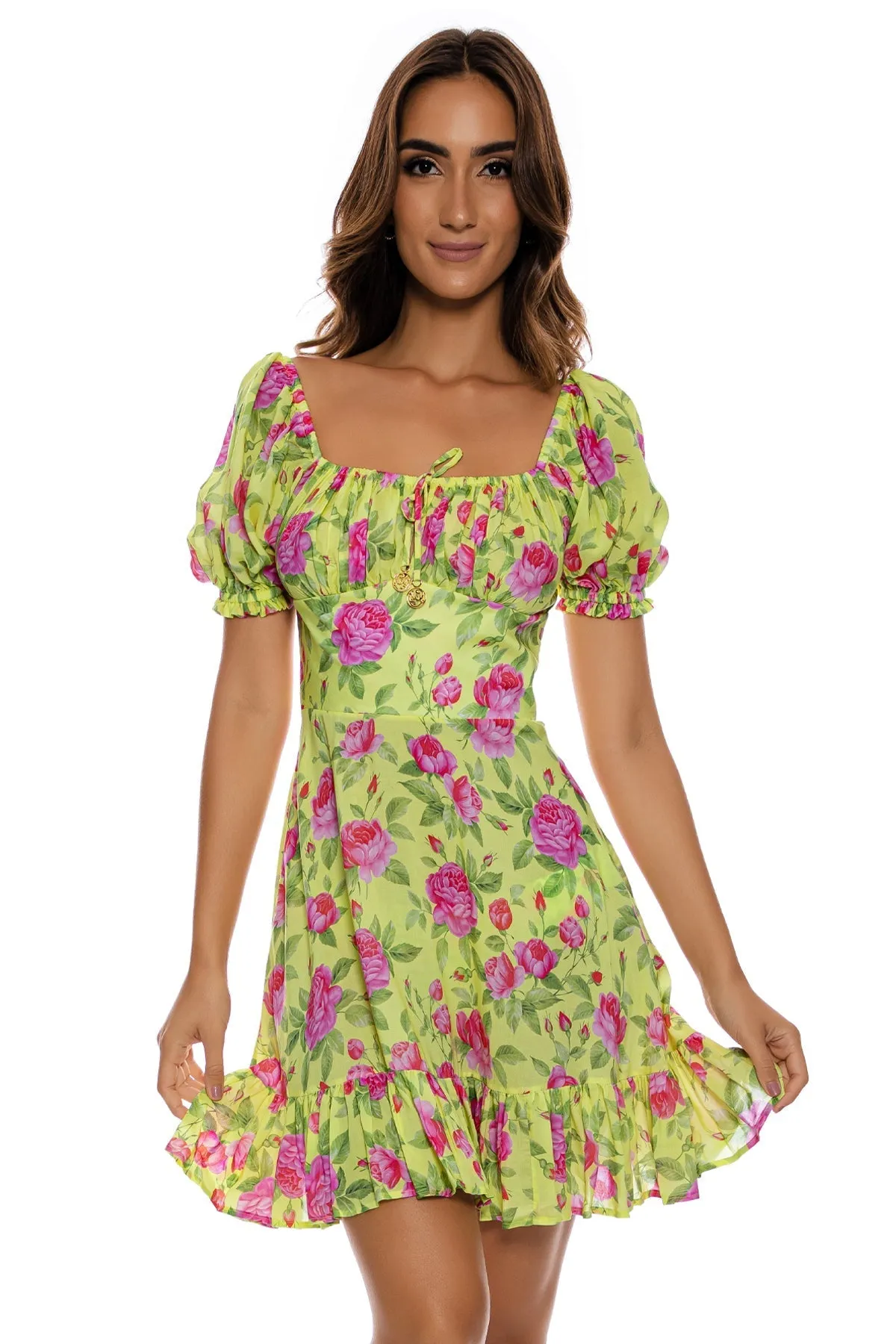 TI AMO - Ruched Square Neckline Dress