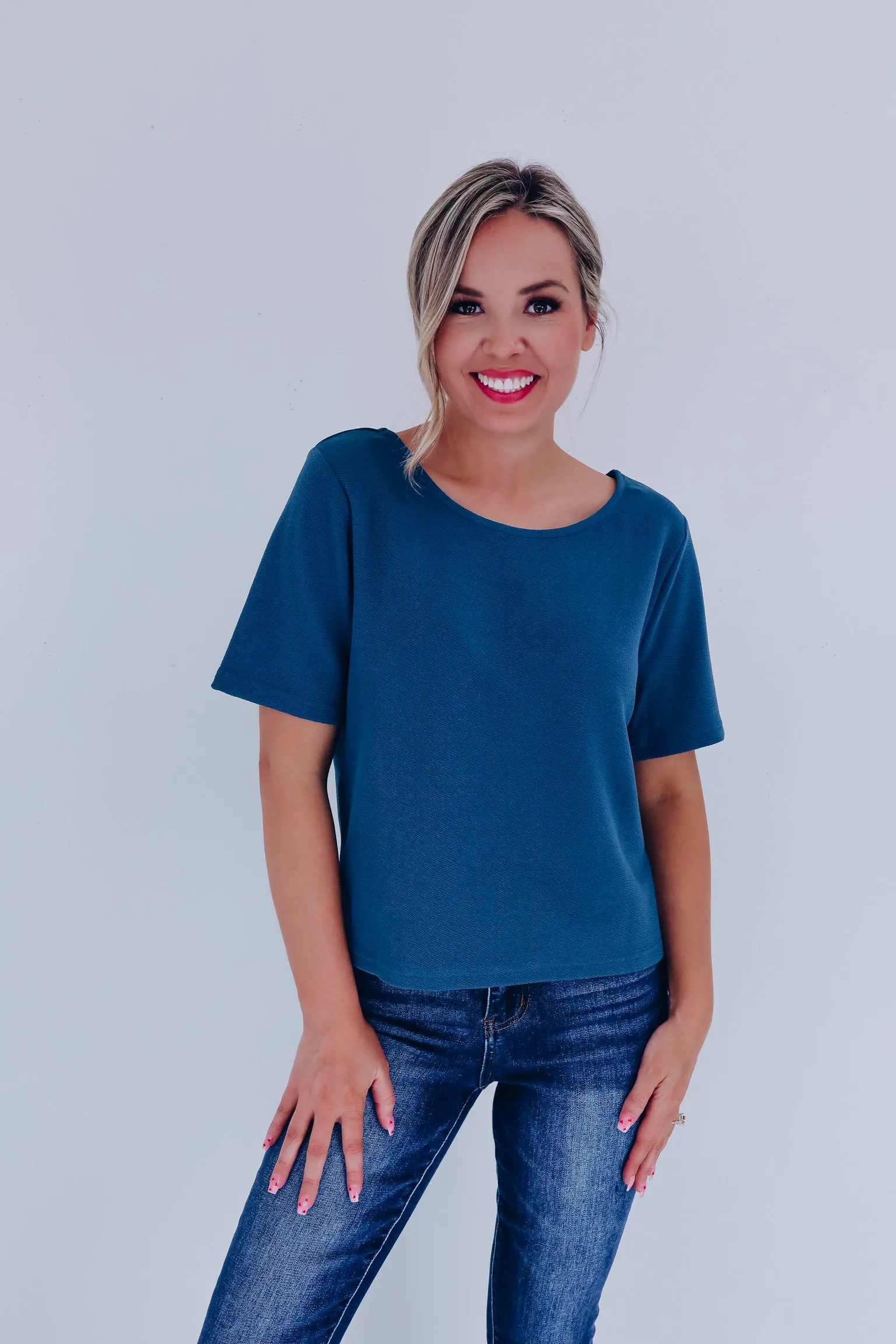 Tiffany Criss Cross Beaded Crop Top - Teal