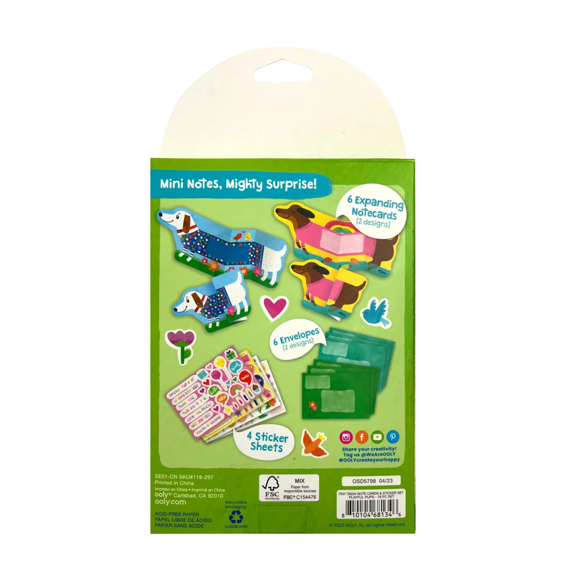tiny tadas! note cards and sticker set - playful pups