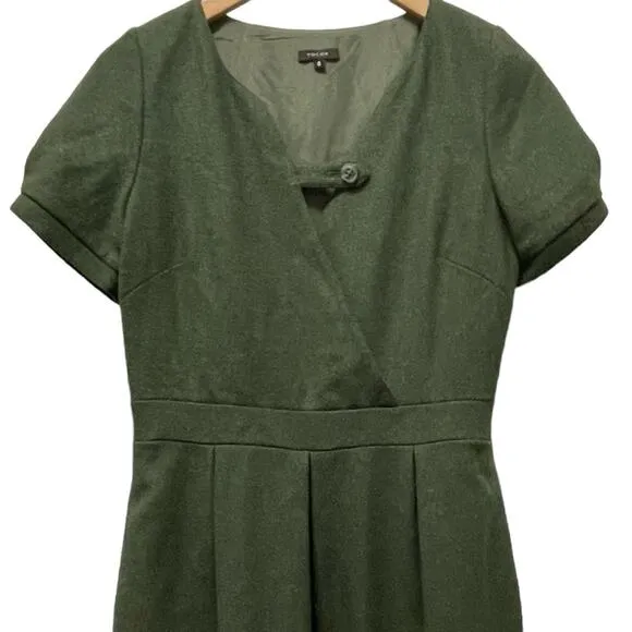 TOCCA WOOL DRESS WOMENS SIZE 8 GREEN MIDI LENGTH PREPPY SCHOOL GIRL ACADEMIA