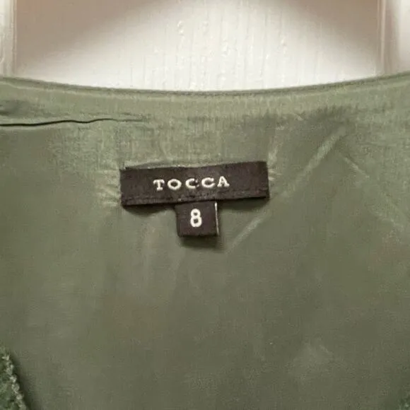 TOCCA WOOL DRESS WOMENS SIZE 8 GREEN MIDI LENGTH PREPPY SCHOOL GIRL ACADEMIA