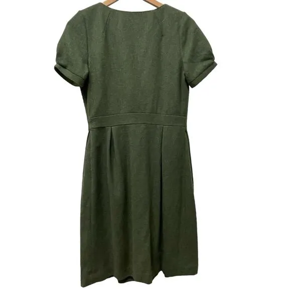 TOCCA WOOL DRESS WOMENS SIZE 8 GREEN MIDI LENGTH PREPPY SCHOOL GIRL ACADEMIA