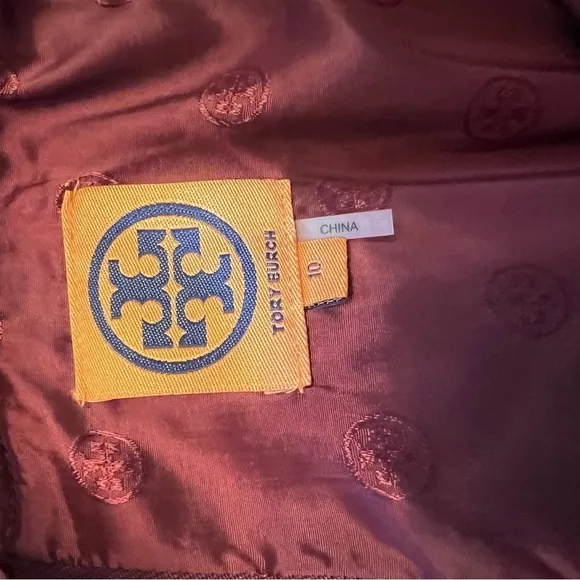 Tory Burch Victory tweed skirt Red pink gold sz 10