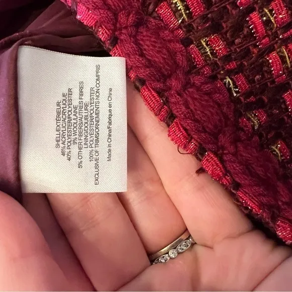 Tory Burch Victory tweed skirt Red pink gold sz 10