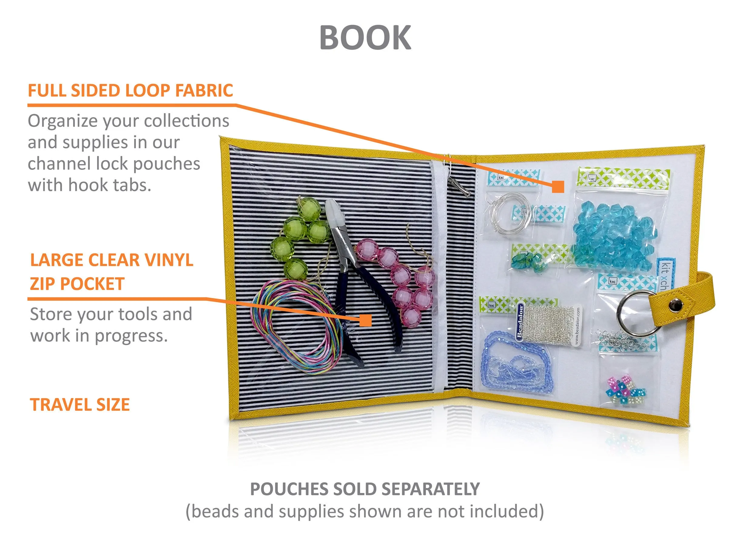 Travel Book -  Your Project Collection and Work Surface in One Zippered Folder. Marigold Yellow