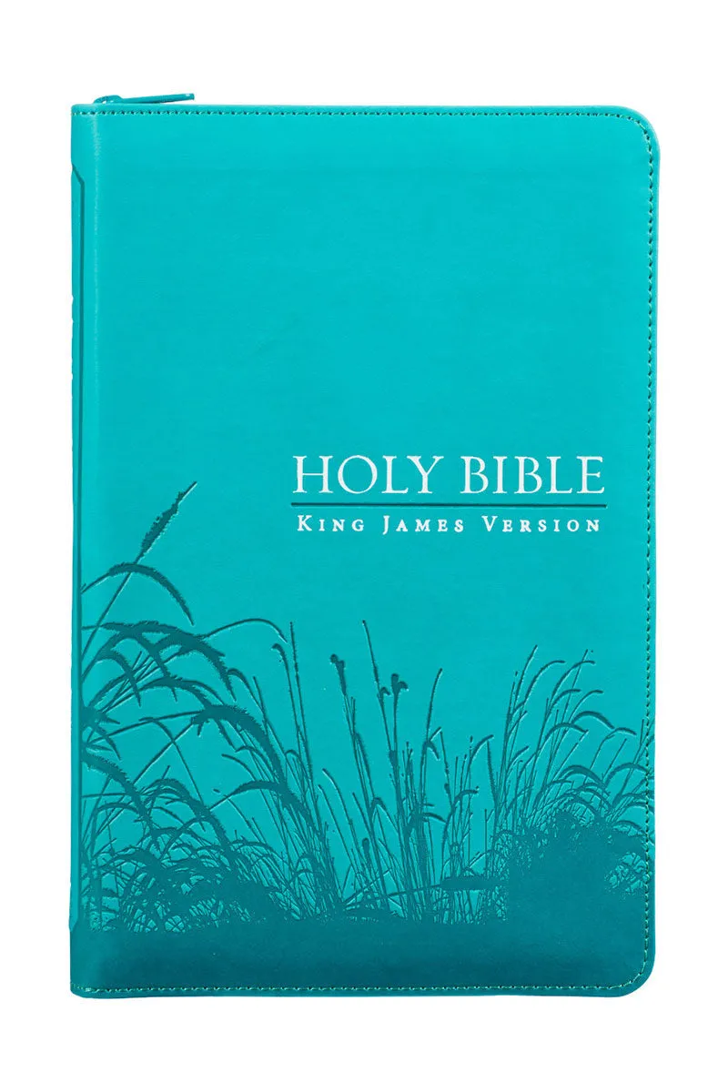 Turquoise Faux Leather Zippered KJV Deluxe Gift Bible with Thumb Index