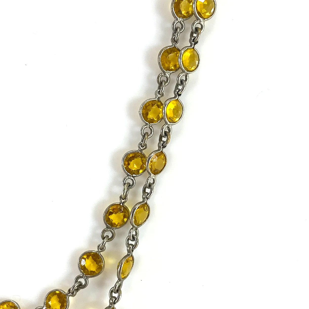 Two-Piece Czechoslovakian Art Deco Yellow Crystal Briolette Pendant Necklace