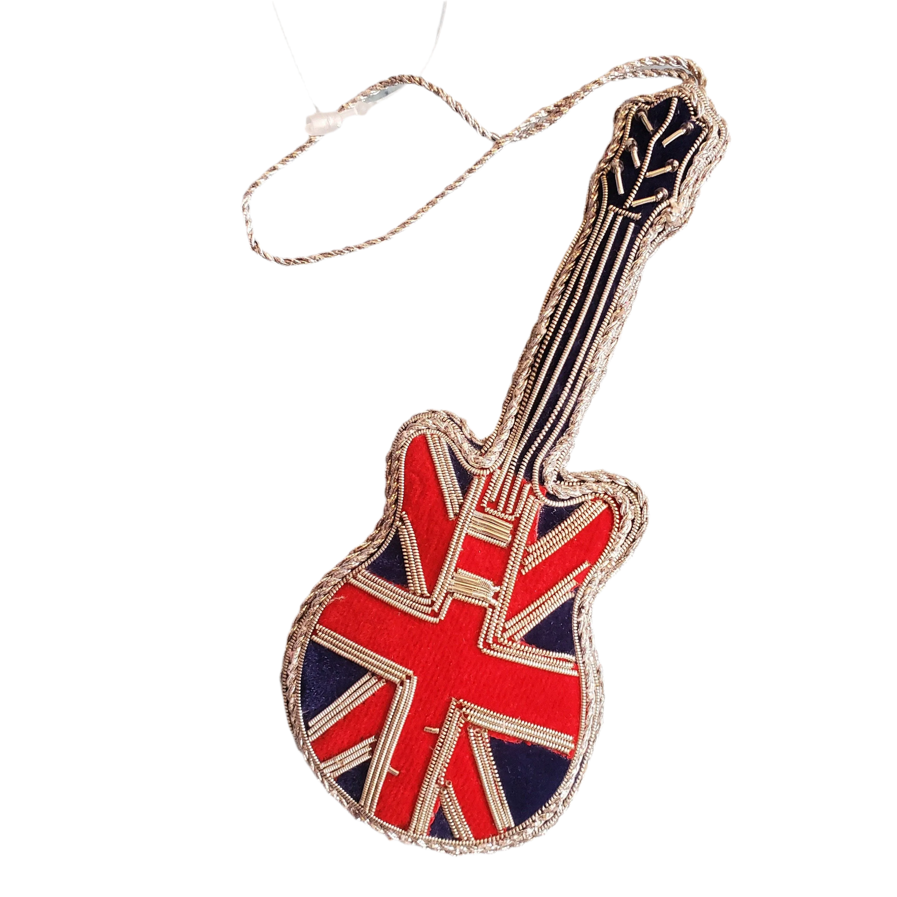 Union Jack Guitar Beaded Ornament