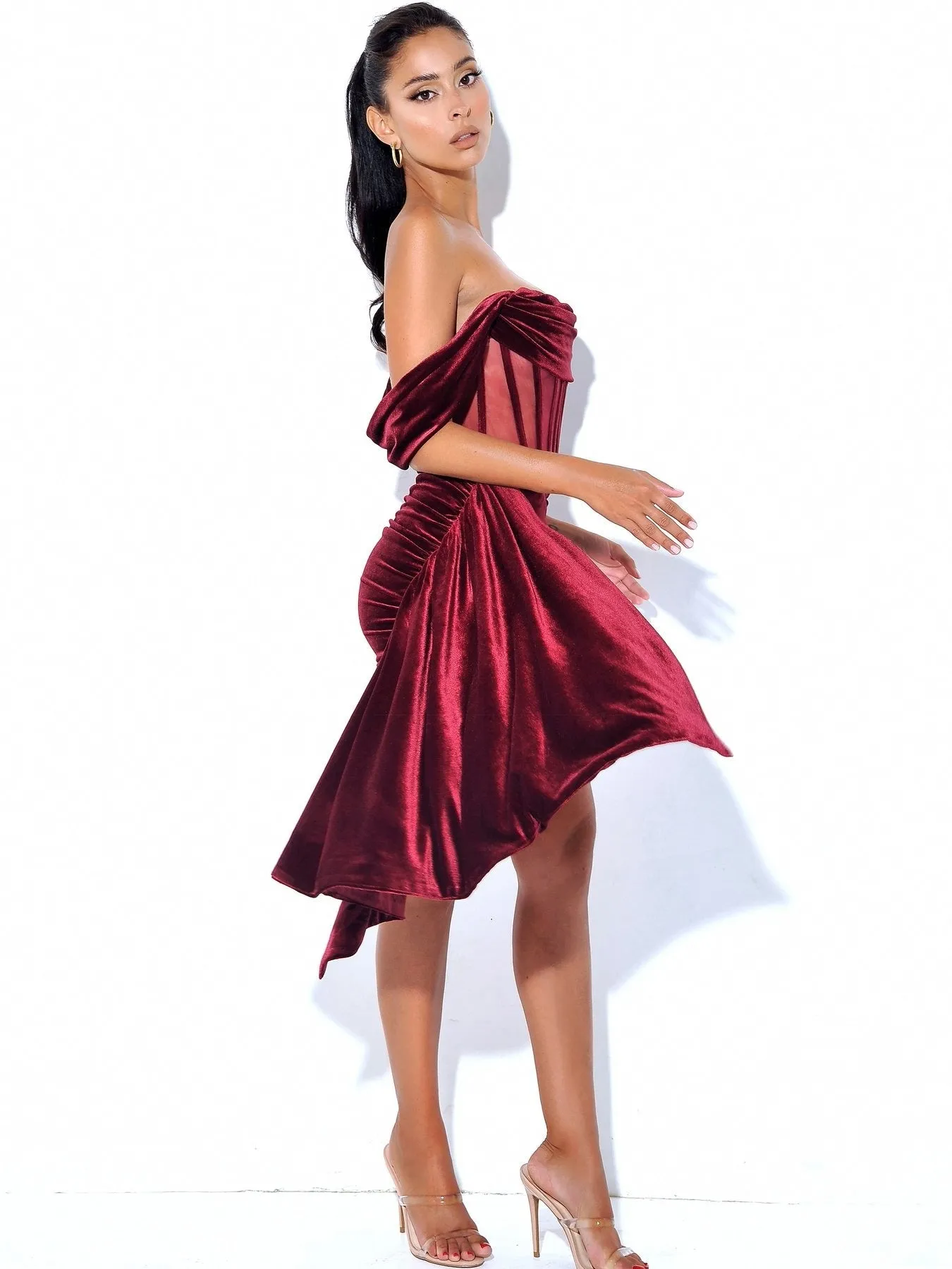 Velvet Cut Out Draping Corset Gown (Gloves not included)