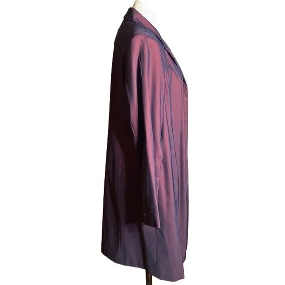 Venezia Jean's Brand Burgundy long Jacket trench Coat Sz 16