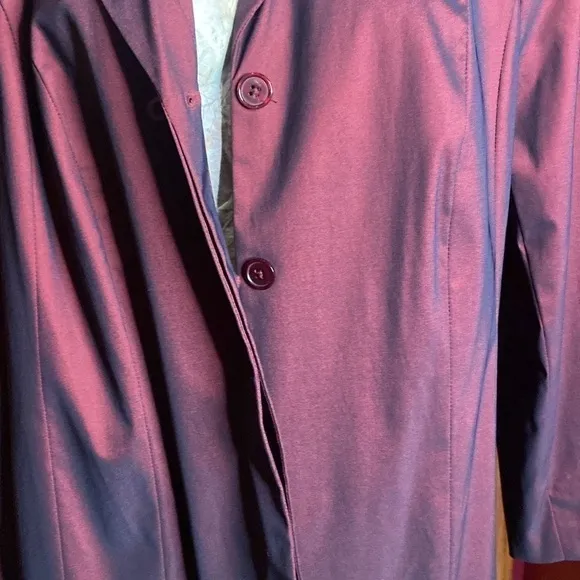 Venezia Jean's Brand Burgundy long Jacket trench Coat Sz 16