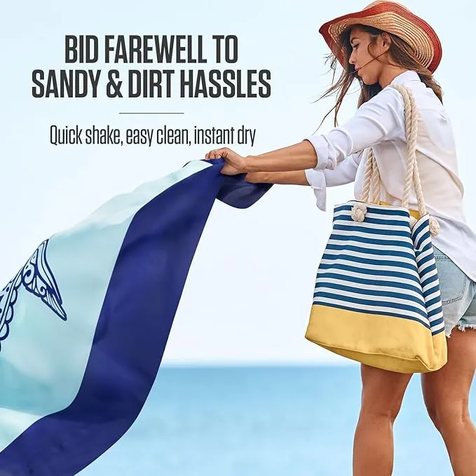 VENTURE 4TH Family-Size Beach Blanket: Sandproof, Waterproof, Lightweight & Compact. Includes Stakes and Carry Bag. 7x8 feet XL Mandala Turtle