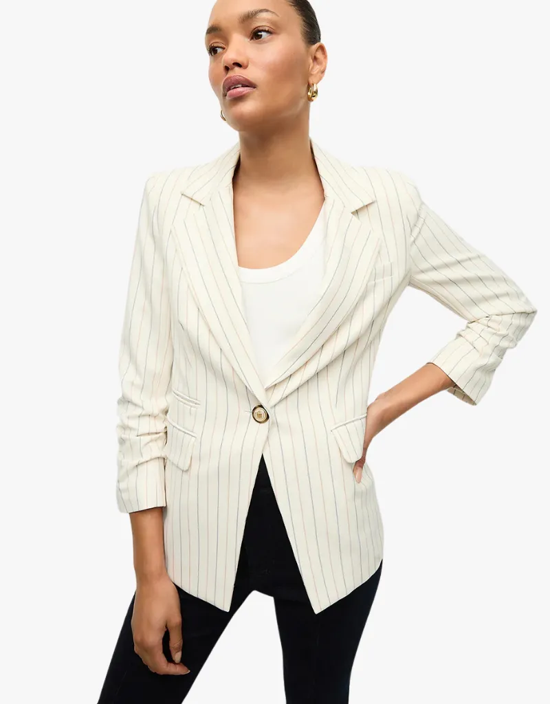 Veronica Beard Battista Pinestriped Dickey Jacket in Dove Multi