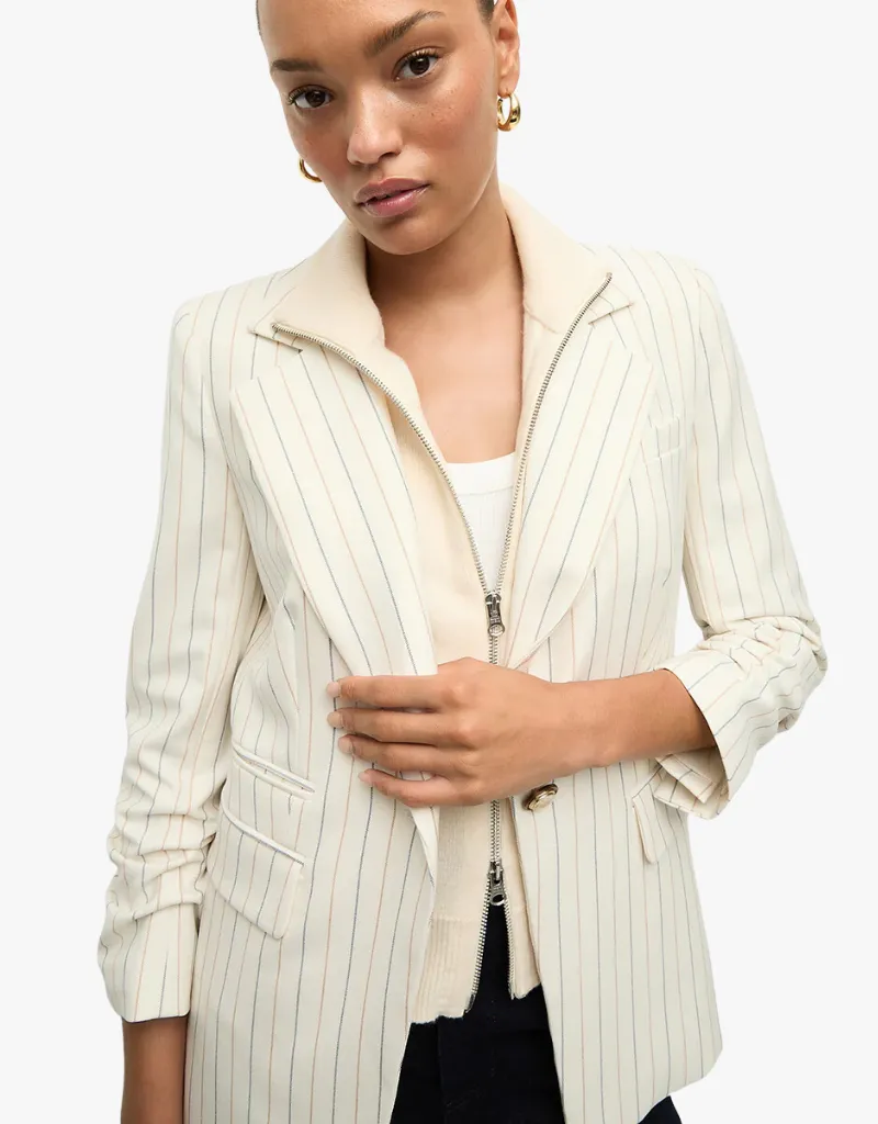 Veronica Beard Battista Pinestriped Dickey Jacket in Dove Multi