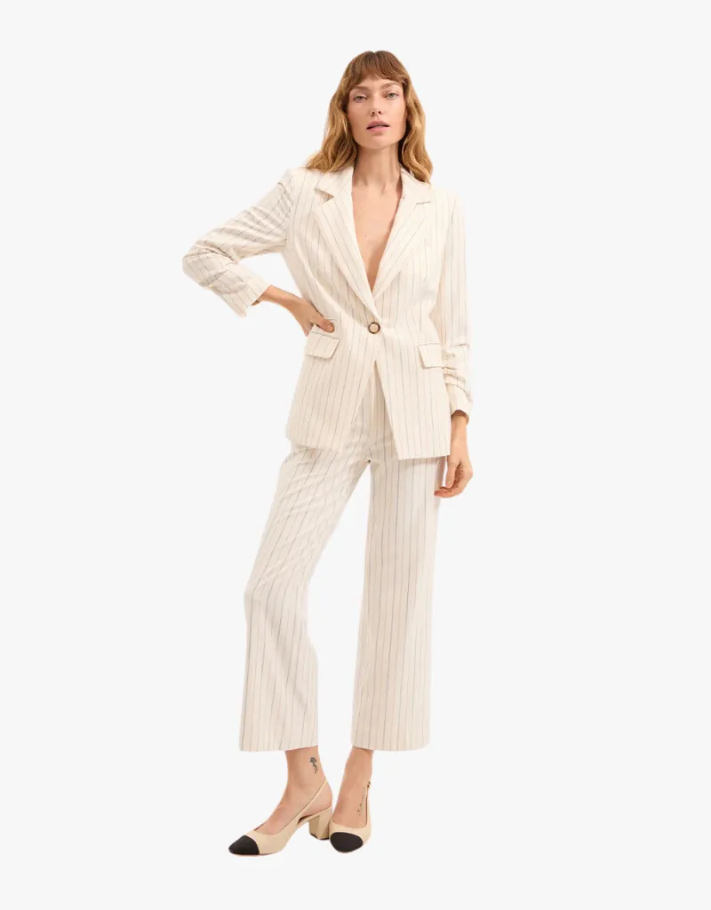Veronica Beard Battista Pinestriped Dickey Jacket in Dove Multi