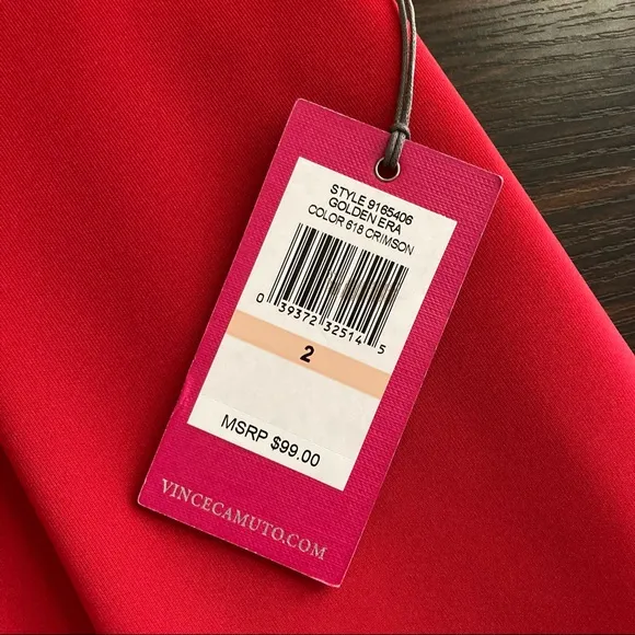 Vince Camuto Golden Era Red Pleated Midi Skirt NWT