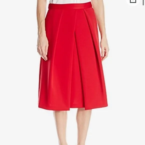 Vince Camuto Golden Era Red Pleated Midi Skirt NWT