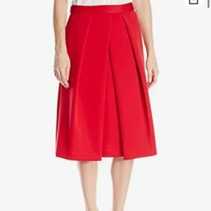 Vince Camuto Golden Era Red Pleated Midi Skirt NWT
