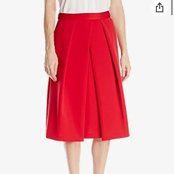 Vince Camuto Golden Era Red Pleated Midi Skirt NWT