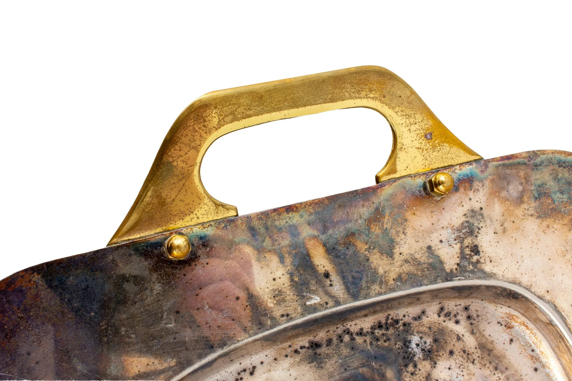 Vintage French Two-Tone Metal Handled Tray